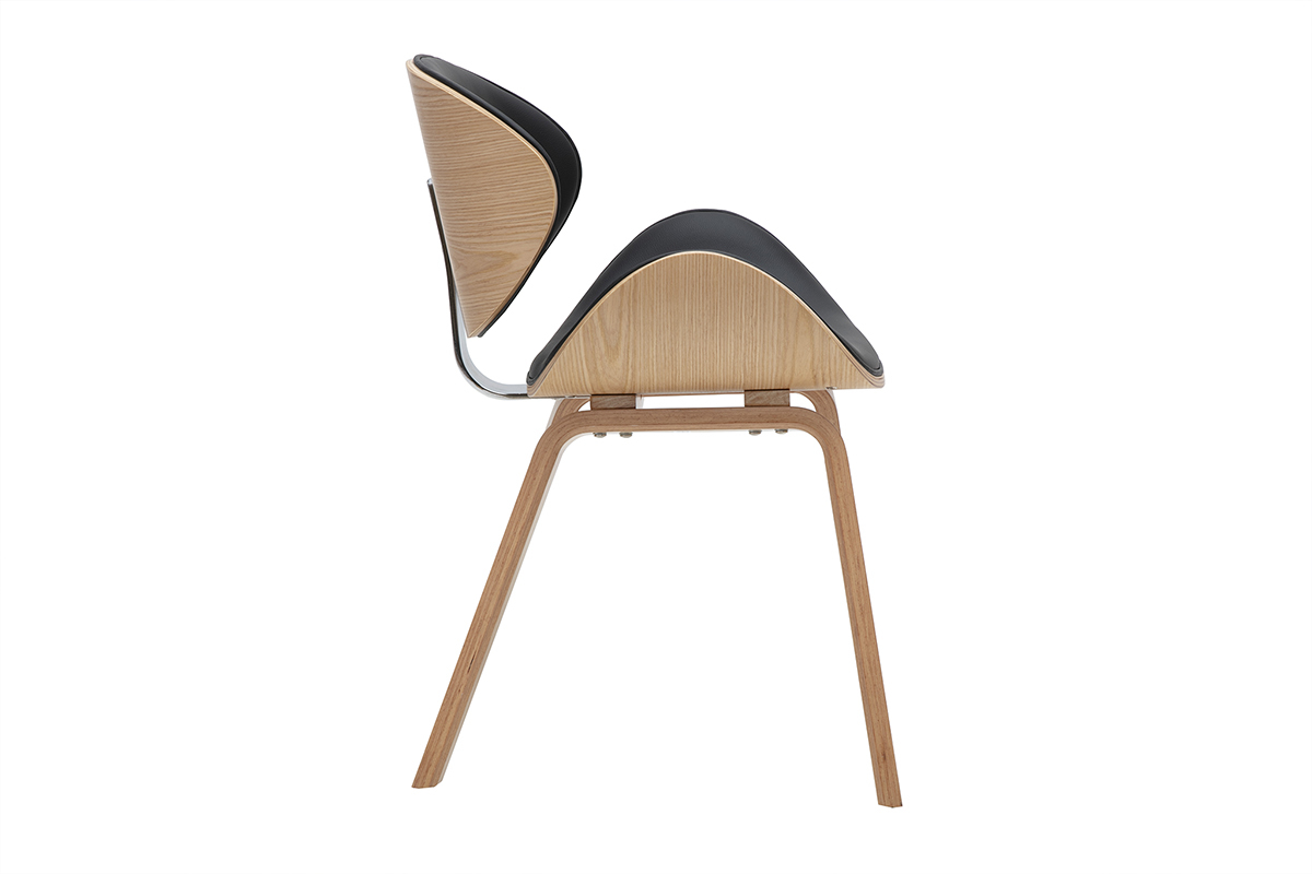Silla de diseo negra y madera clara WALNUT