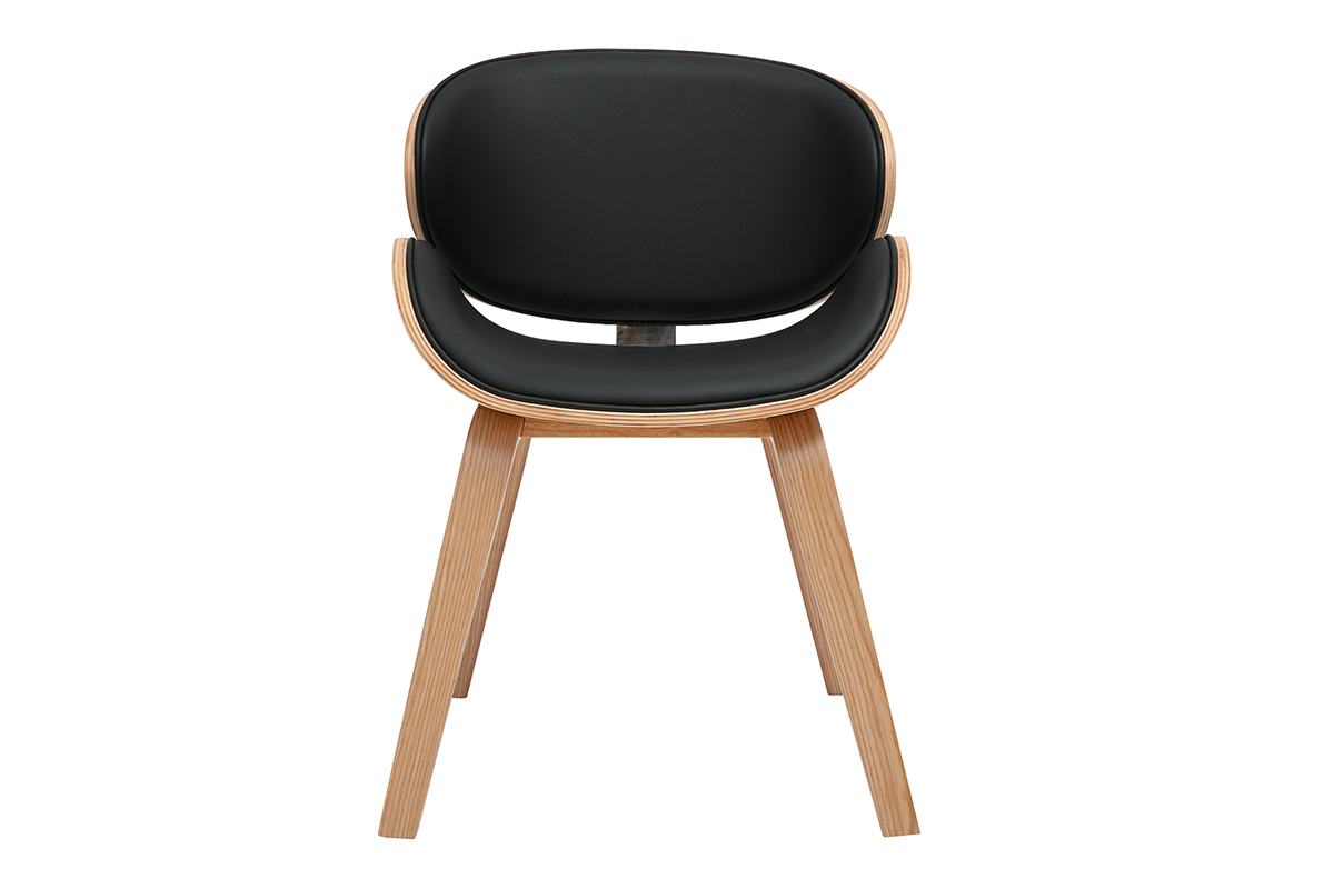 Silla de diseo negra y madera clara WALNUT