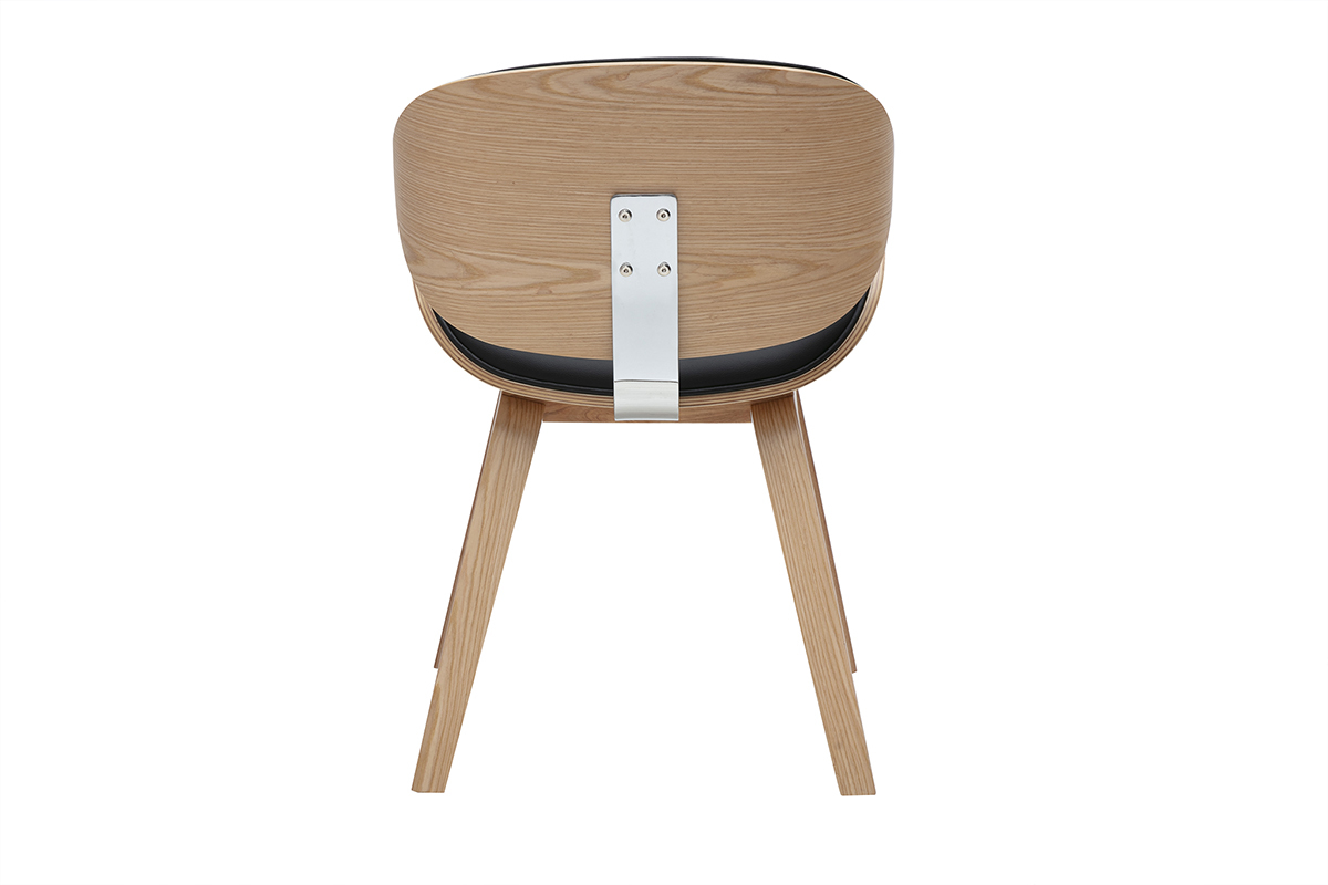 Silla de diseo negra y madera clara WALNUT
