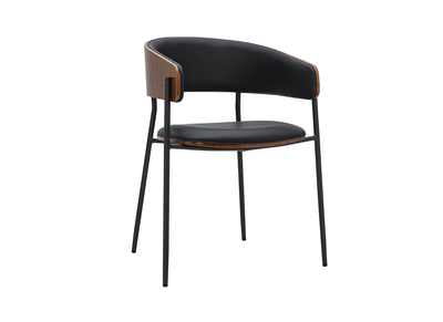Silla de dise&ntilde;o negra y madera oscura nogal DANTE