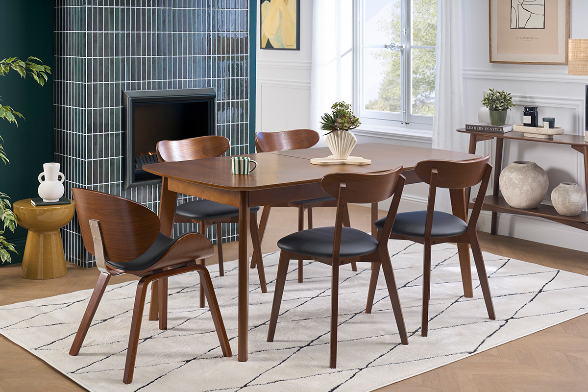 Silla de dise�o negra y madera oscura WALNUT