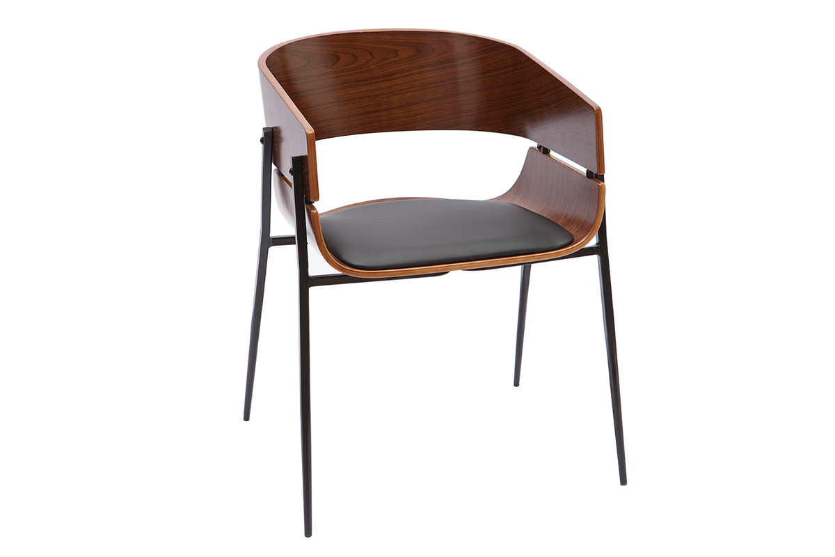 Silla de diseo negra y madera oscura WESS