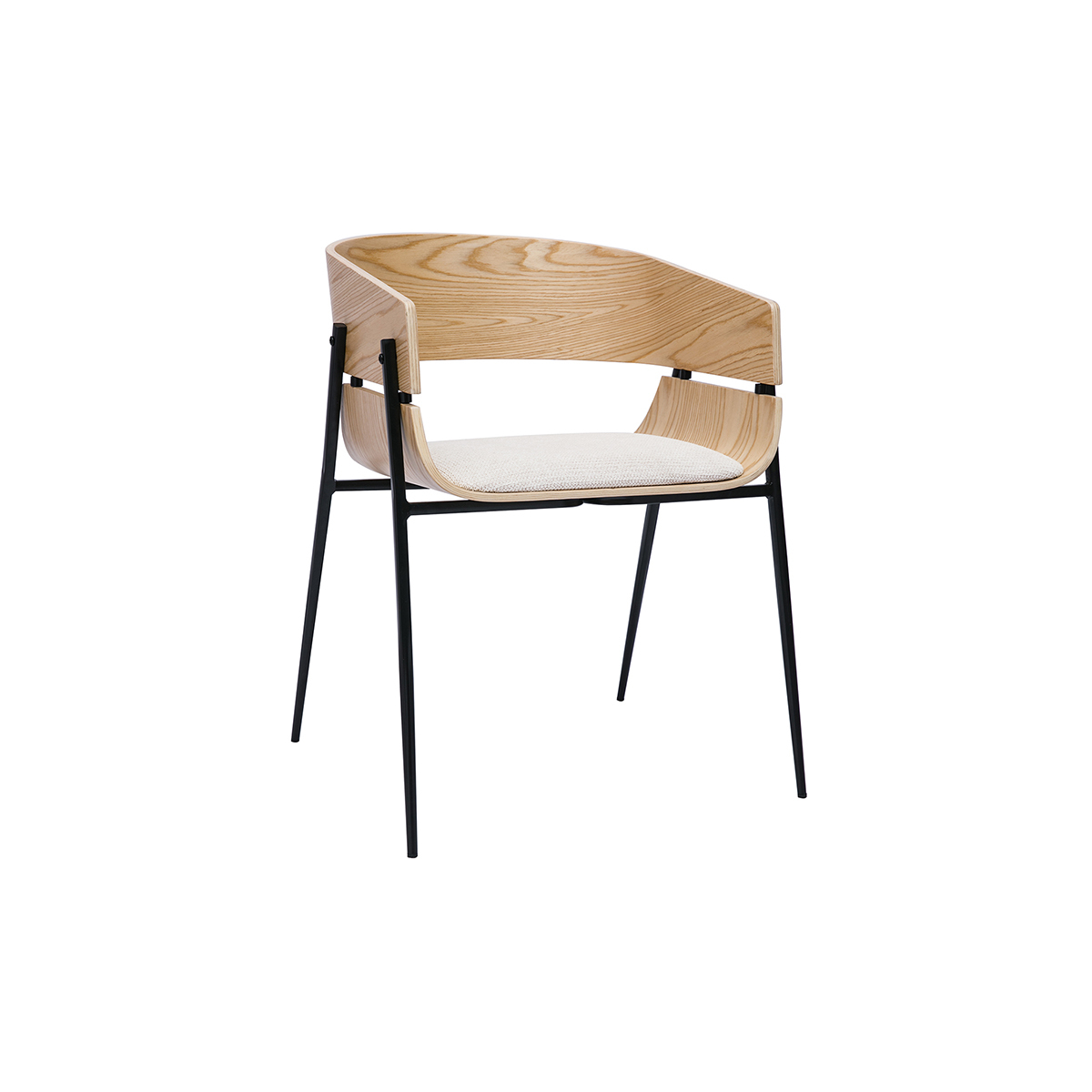 Silla de diseño negra y madera oscura WESS