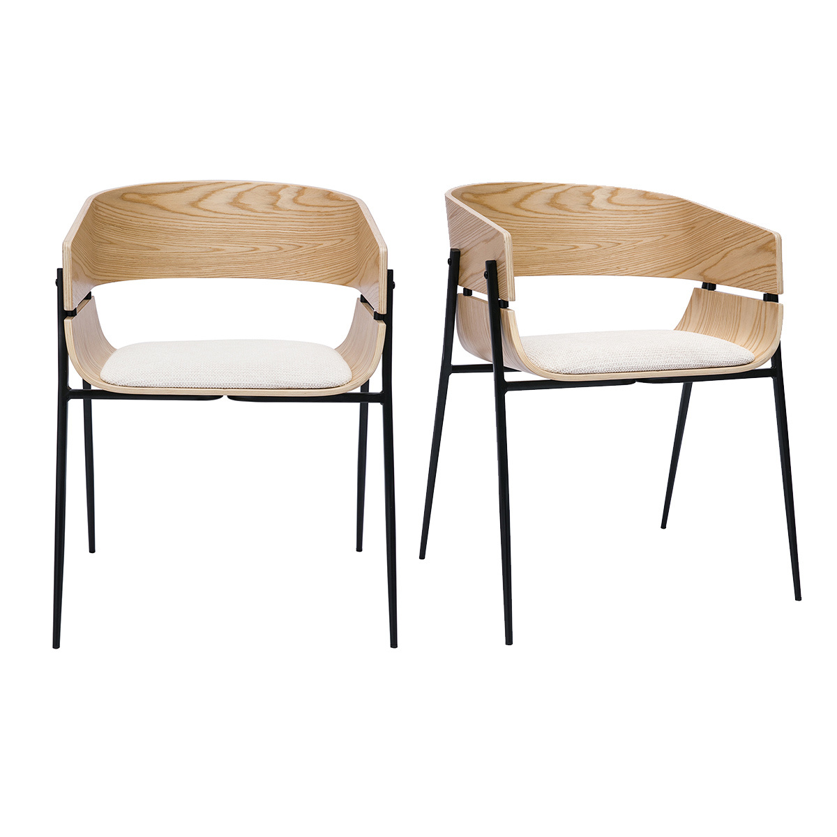 Silla de diseño negra y madera oscura WESS