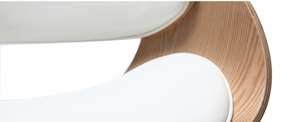 Silla de escritorio blanco y madera clara con ruedas BENT