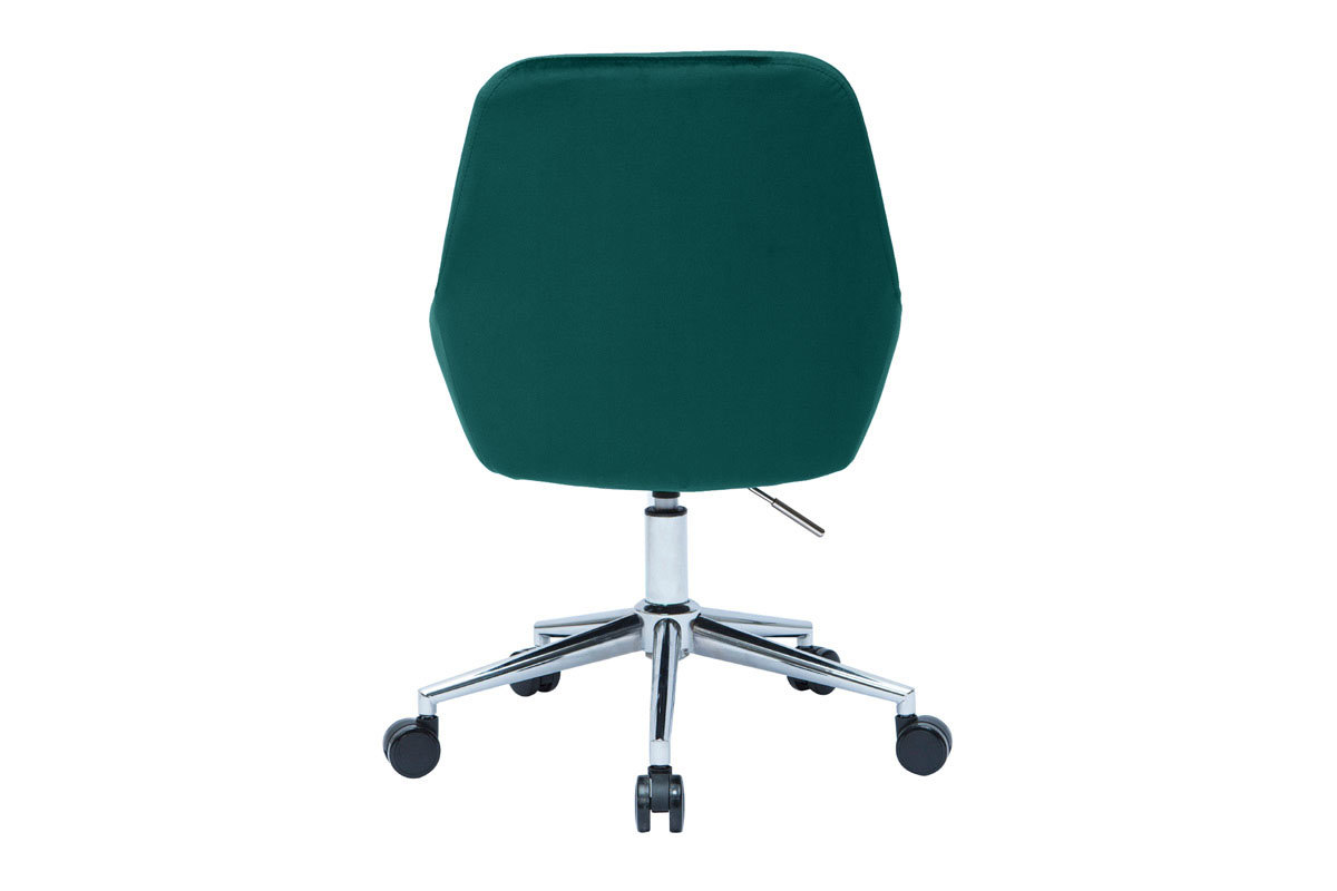 Silla de escritorio de diseo ajustable 360 de terciopelo azul petrleo y metal negro HOLO