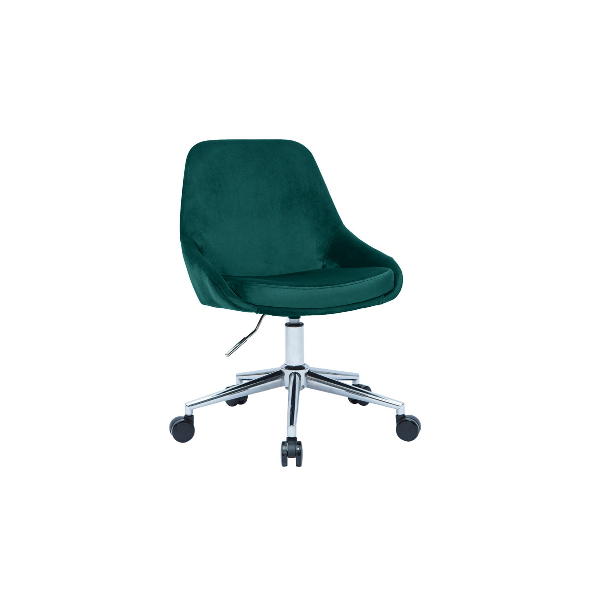 Silla de escritorio de diseño ajustable 360º de terciopelo azul petróleo y metal negro HOLO
