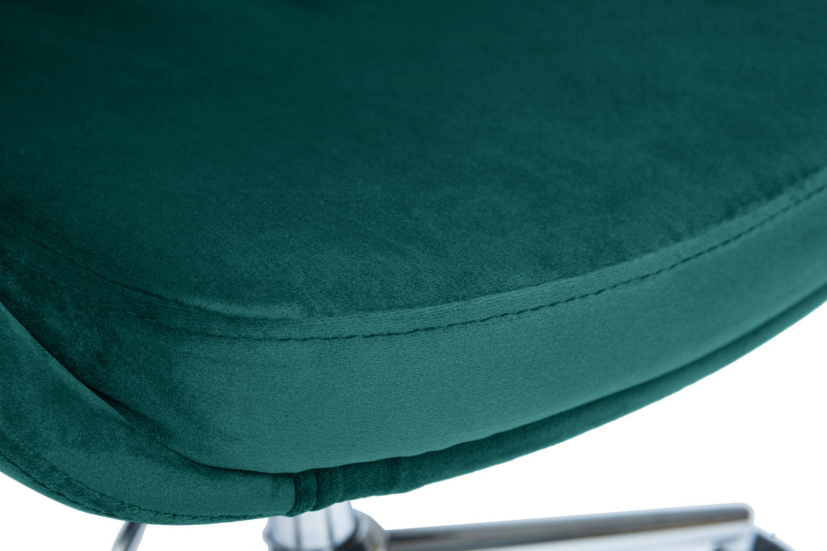 Silla de escritorio de dise�o ajustable 360� de terciopelo azul petr�leo y metal negro HOLO