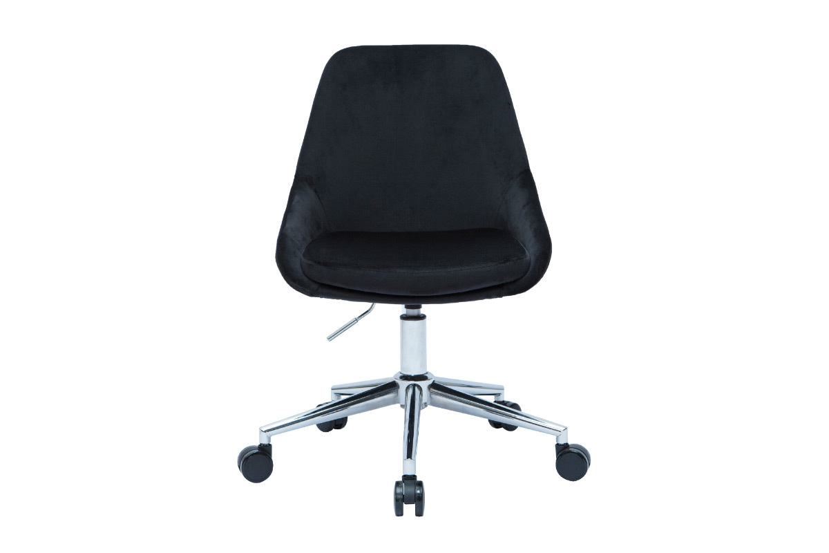 Silla de escritorio de dise�o ajustable 360� de terciopelo negro y acero cromado HOLO