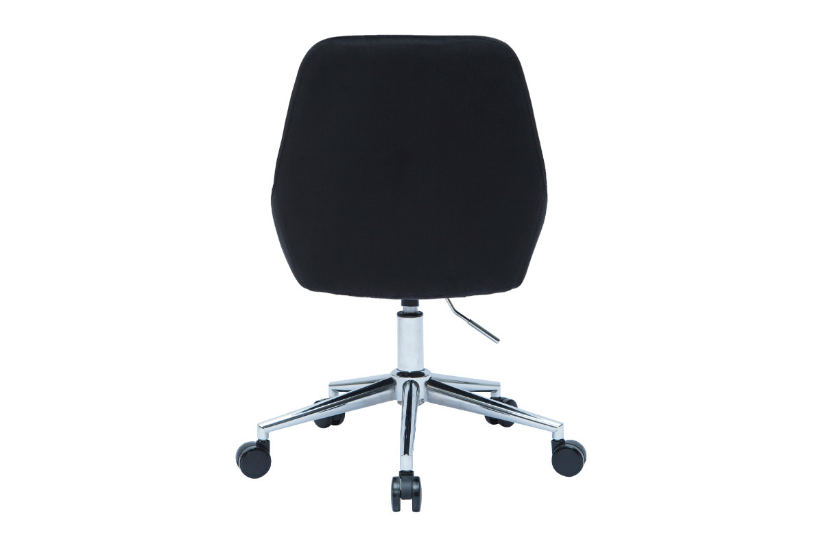 Silla de escritorio de dise�o ajustable 360� de terciopelo negro y acero cromado HOLO