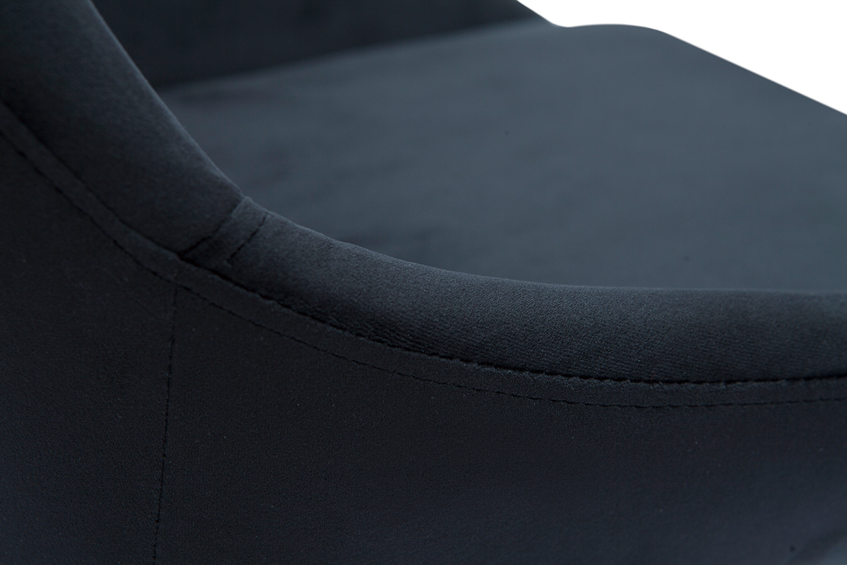 Silla de escritorio de dise�o ajustable 360� de terciopelo negro y acero cromado HOLO