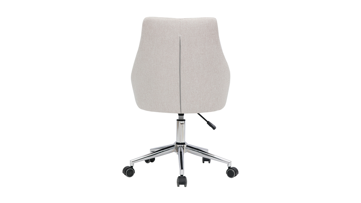 Silla de escritorio de diseo con tejido beige efecto aterciopelado texturizado y acero cromado BOOMER