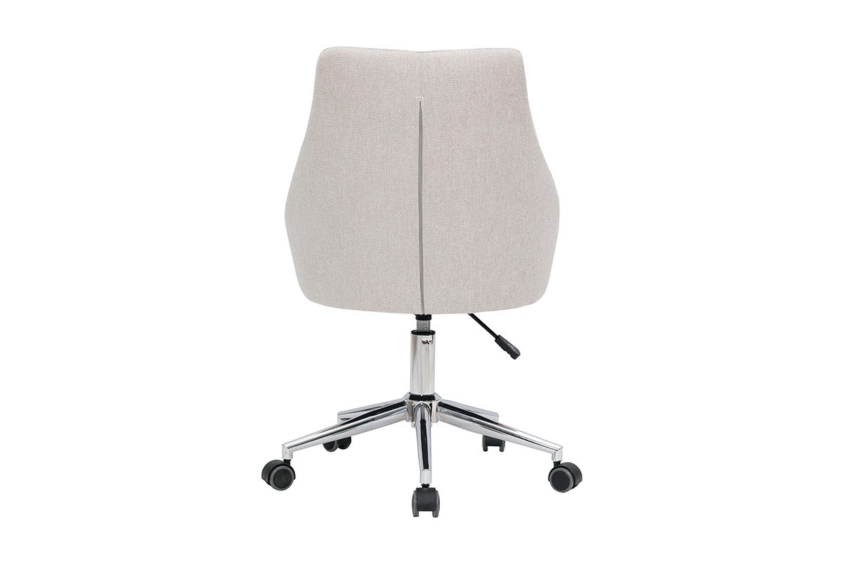 Silla de escritorio de diseo con tejido beige efecto aterciopelado texturizado y acero cromado BOOMER
