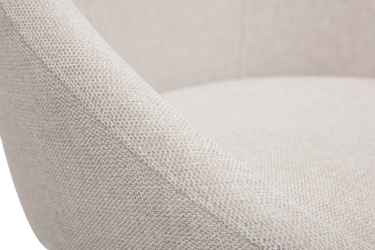Silla de escritorio de diseo con tejido beige efecto aterciopelado texturizado y acero cromado BOOMER