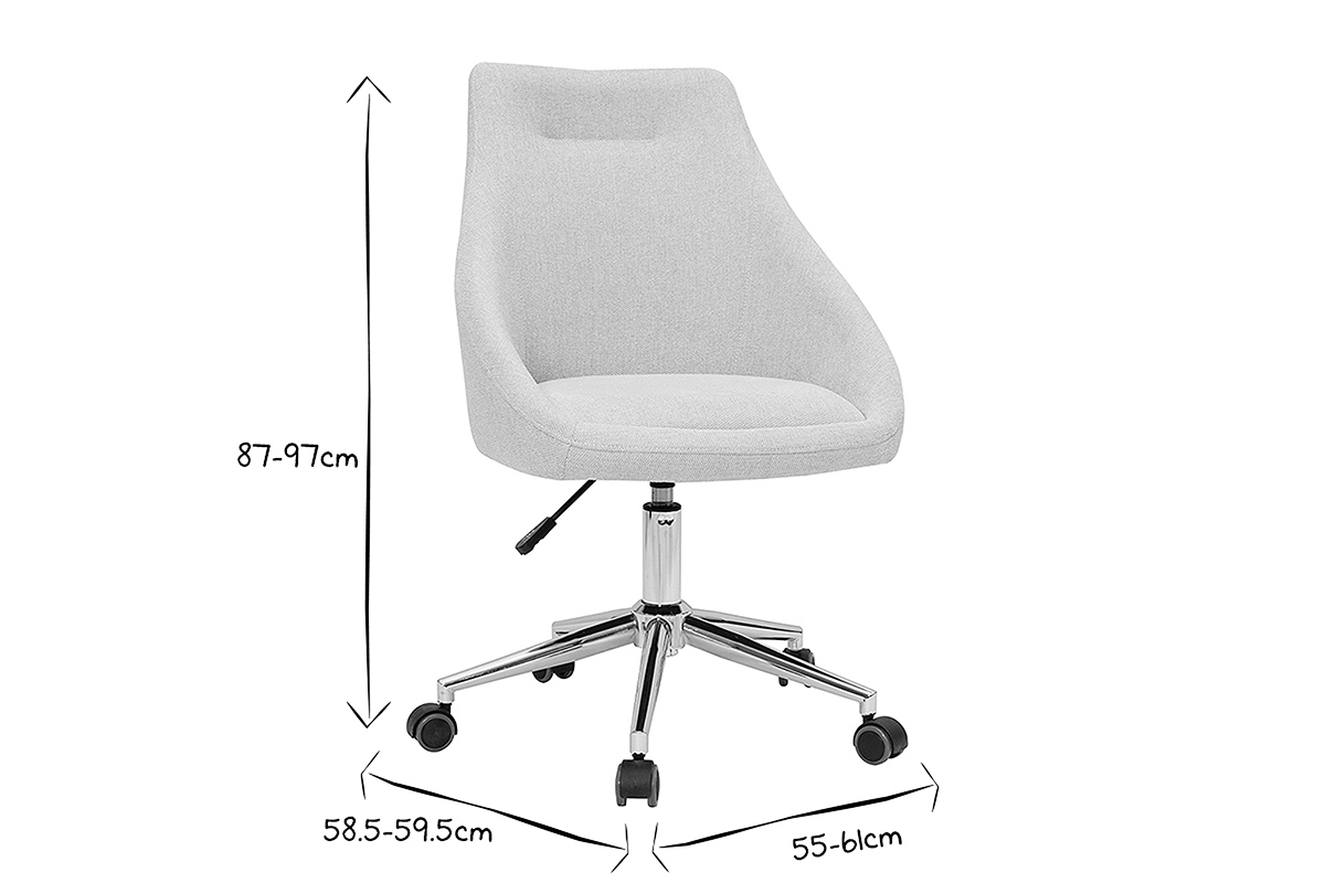 Silla de escritorio de diseo con tejido beige efecto aterciopelado texturizado y acero cromado BOOMER
