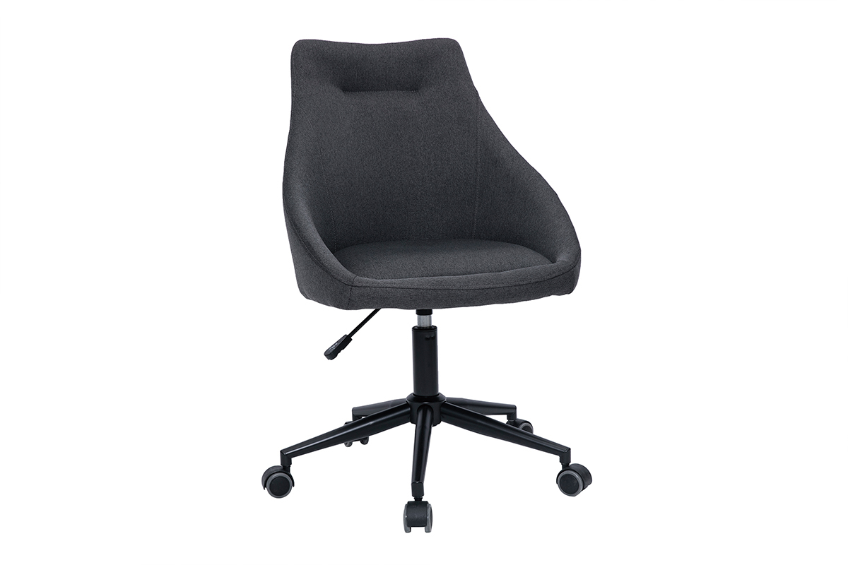 Silla de escritorio de diseo de metal negro y tela gris oscura BOOMER