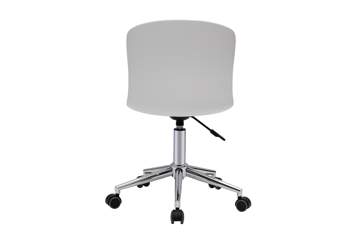 Silla de escritorio de diseo de polipropileno blanco y metal cromado con ruedas ARISTA