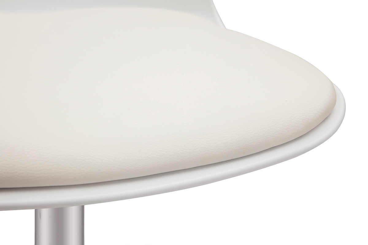 Silla de escritorio de diseo de polipropileno blanco y metal cromado con ruedas ARISTA