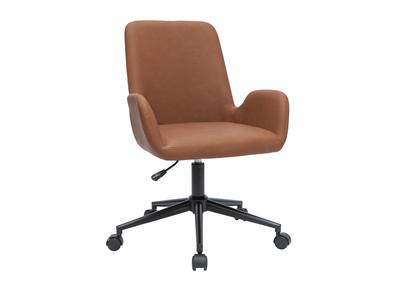Silla de escritorio de poliuretano marrón y metal negro ALBAN