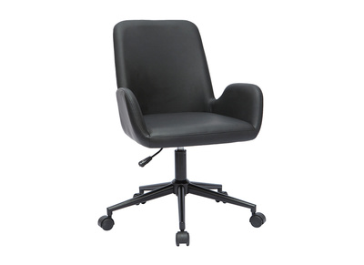 Silla de escritorio de poliuretano negro y metal negro ALBAN