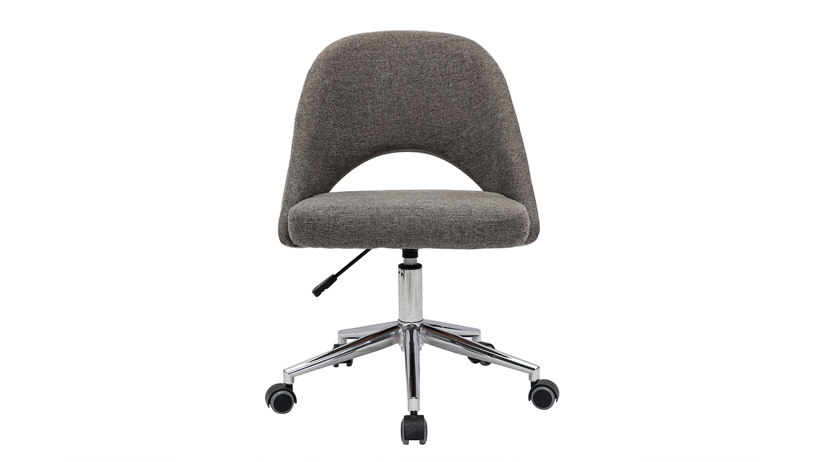 Silla de escritorio de tejido efecto aterciopelado texturizado gris y pata cromada COSETTE