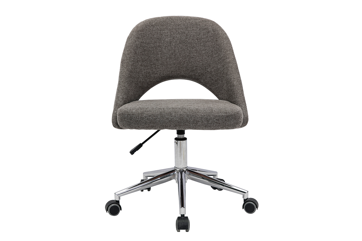 Silla de escritorio de tejido efecto aterciopelado texturizado gris y pata cromada COSETTE