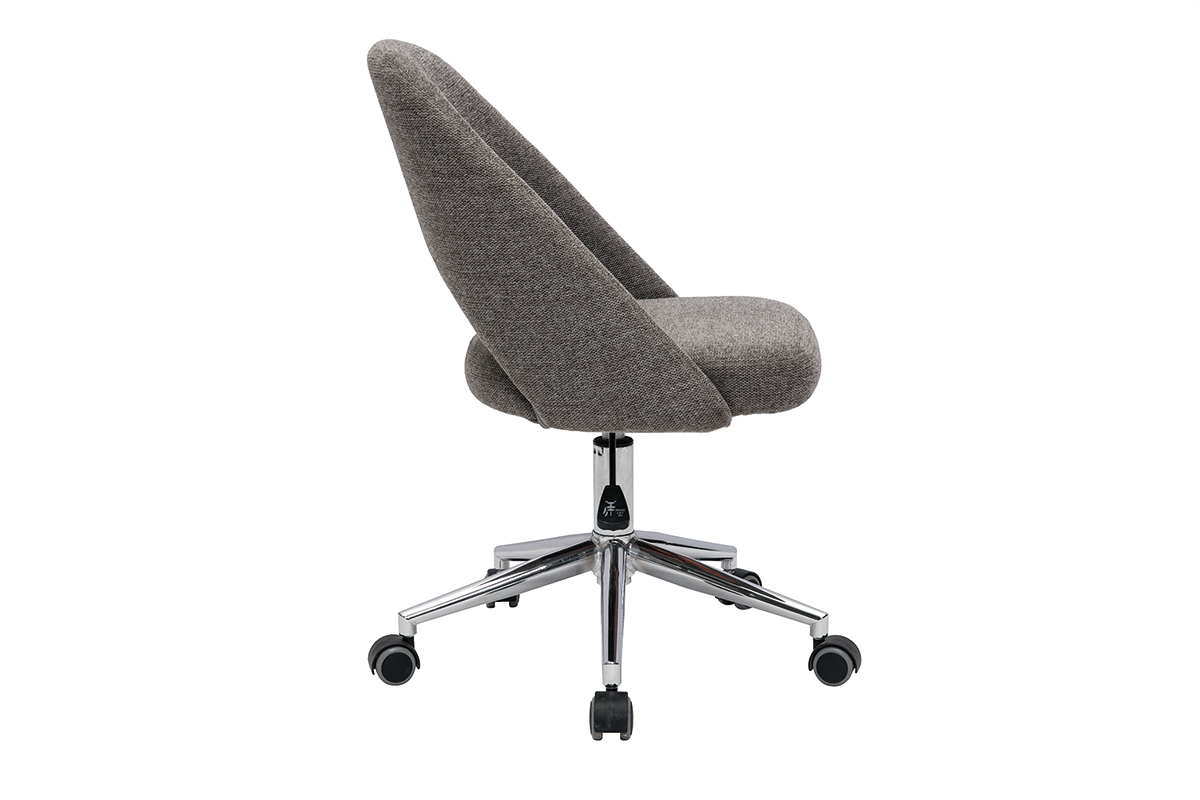 Silla de escritorio de tejido efecto aterciopelado texturizado gris y pata cromada COSETTE