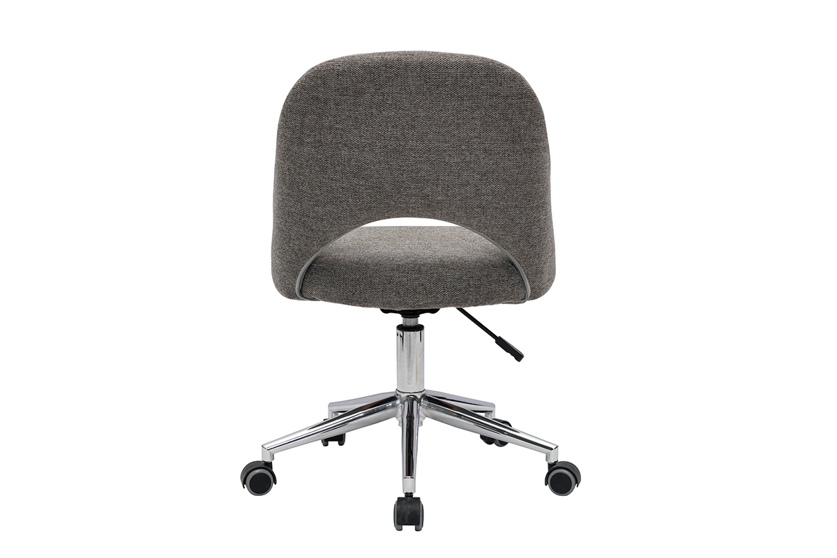 Silla de escritorio de tejido efecto aterciopelado texturizado gris y pata cromada COSETTE