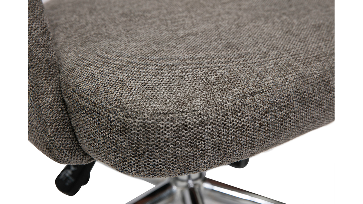 Silla de escritorio de tejido efecto aterciopelado texturizado gris y pata cromada COSETTE