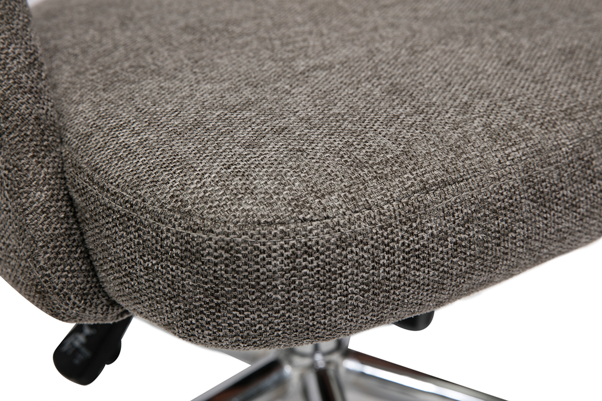 Silla de escritorio de tejido efecto aterciopelado texturizado gris y pata cromada COSETTE
