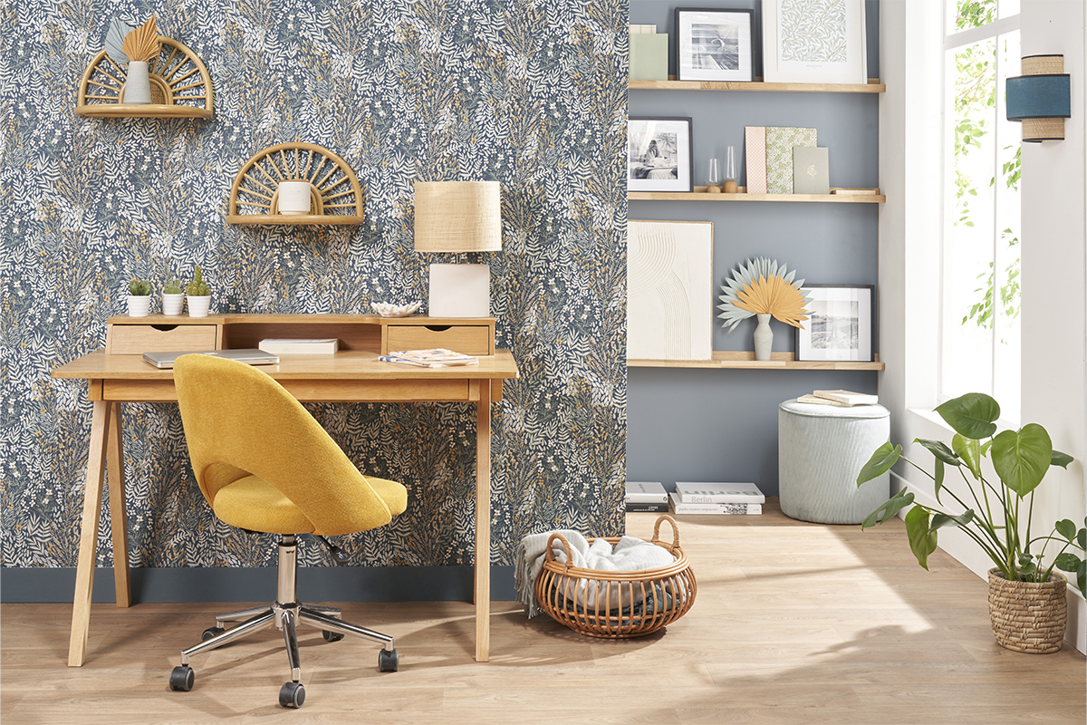 Silla de escritorio de tejido efecto aterciopelado texturizado gris y pata cromada COSETTE