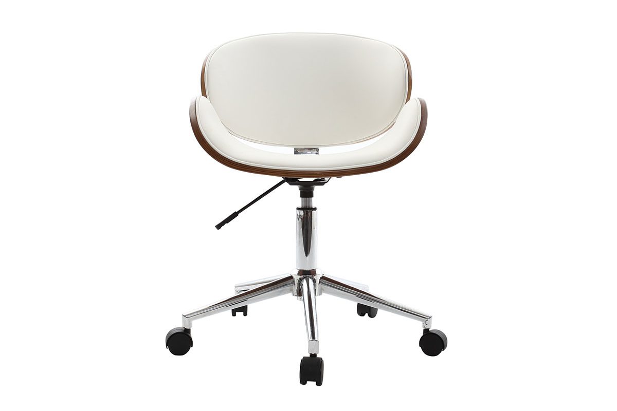 Silla de escritorio diseo blanco y madera WALNUT