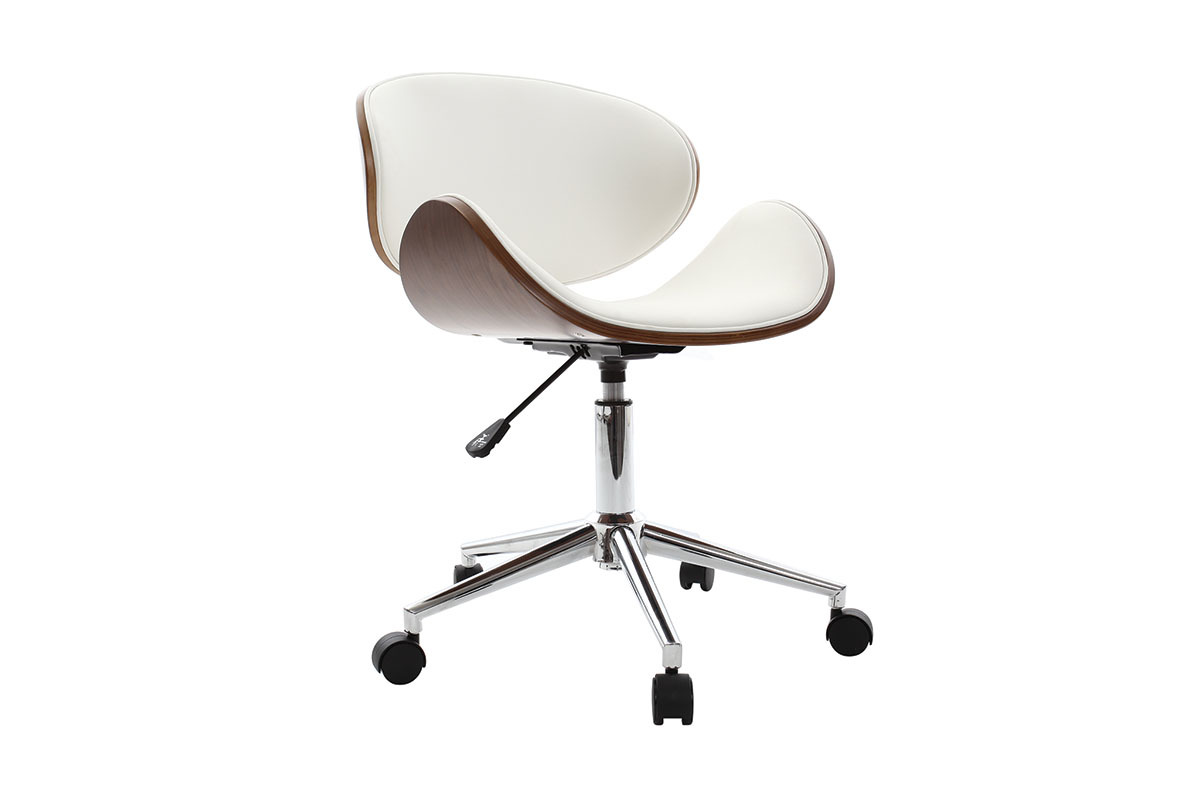 Silla de escritorio diseo blanco y madera WALNUT