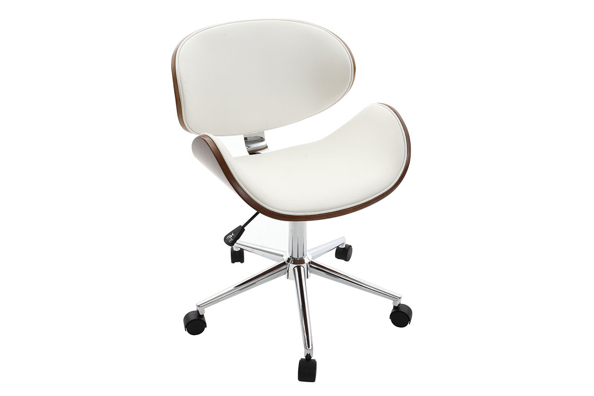 Silla de escritorio diseo blanco y madera WALNUT