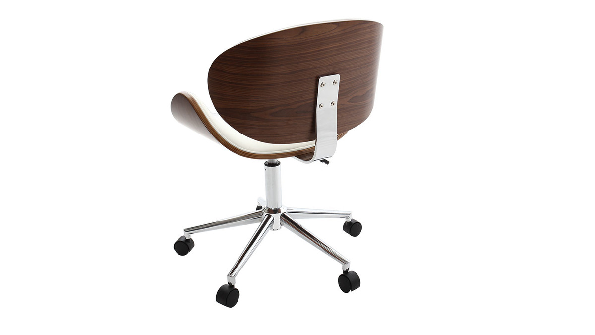 Silla de escritorio diseño blanco y madera WALNUT