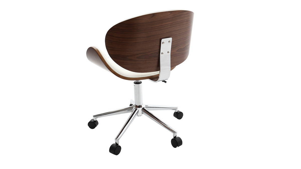 Silla de escritorio diseo blanco y madera WALNUT