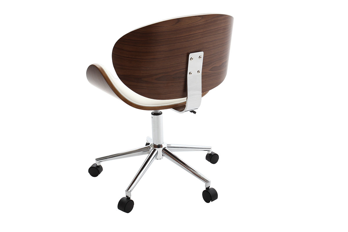 Silla de escritorio diseo blanco y madera WALNUT