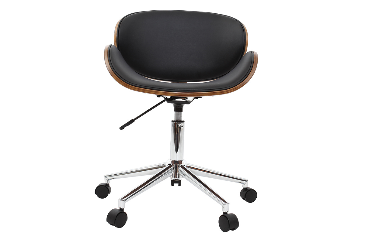 Silla de escritorio diseo negro y madera WALNUT