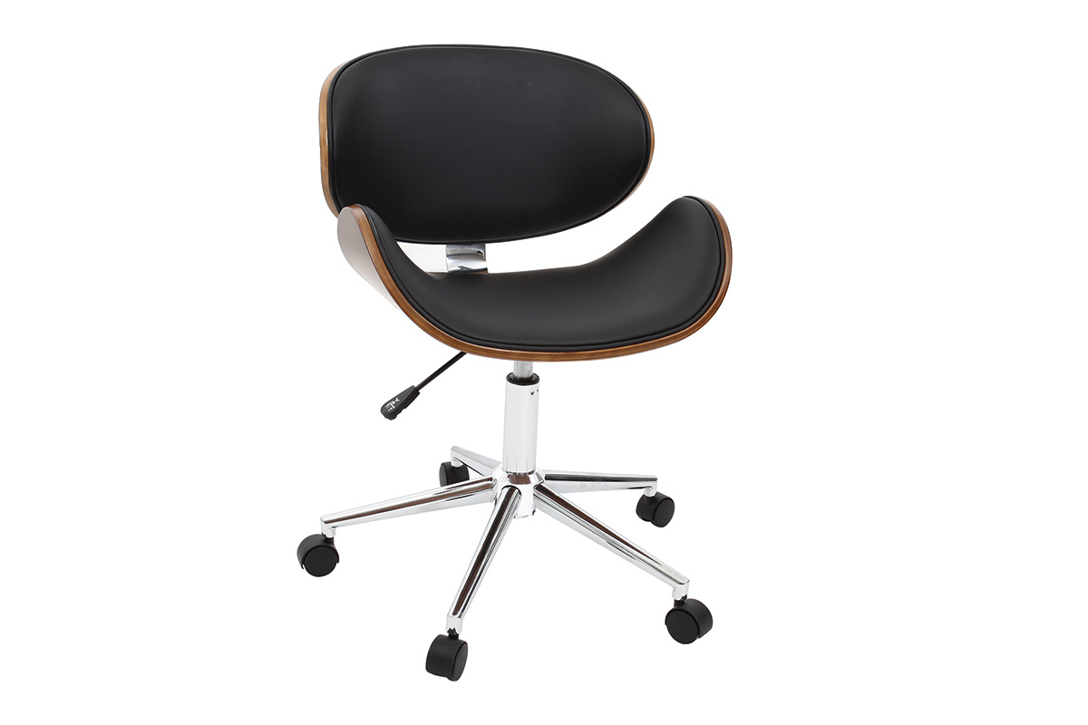 Silla de escritorio diseo negro y madera WALNUT