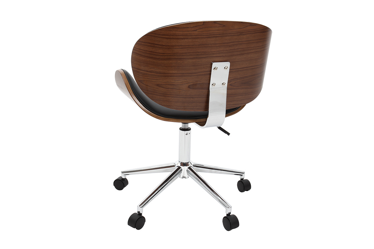 Silla de escritorio diseo negro y madera WALNUT