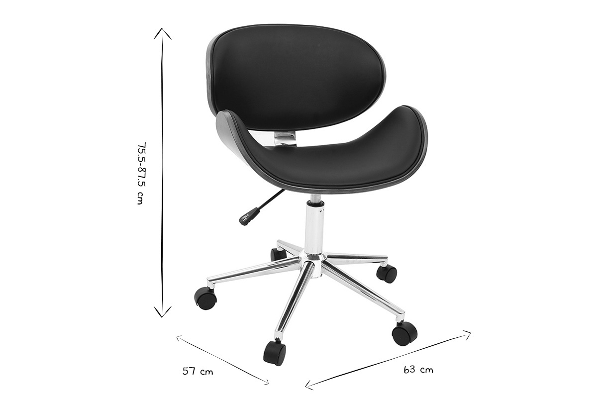 Silla de escritorio diseo negro y madera WALNUT