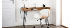 Silla de escritorio diseño PU blanco y madera clara WALNUT