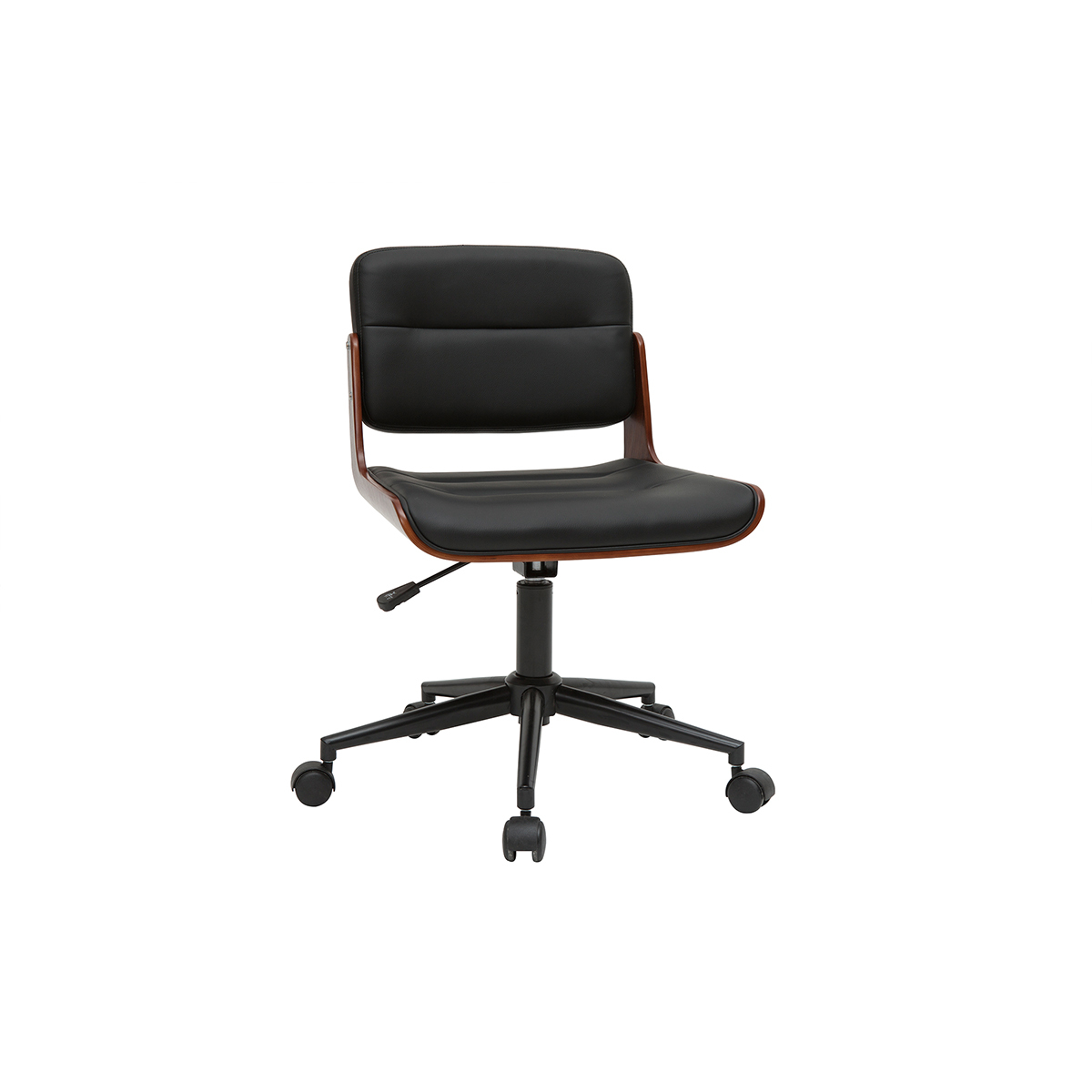 Silla de escritorio giratoria negra con madera oscura ARAMON