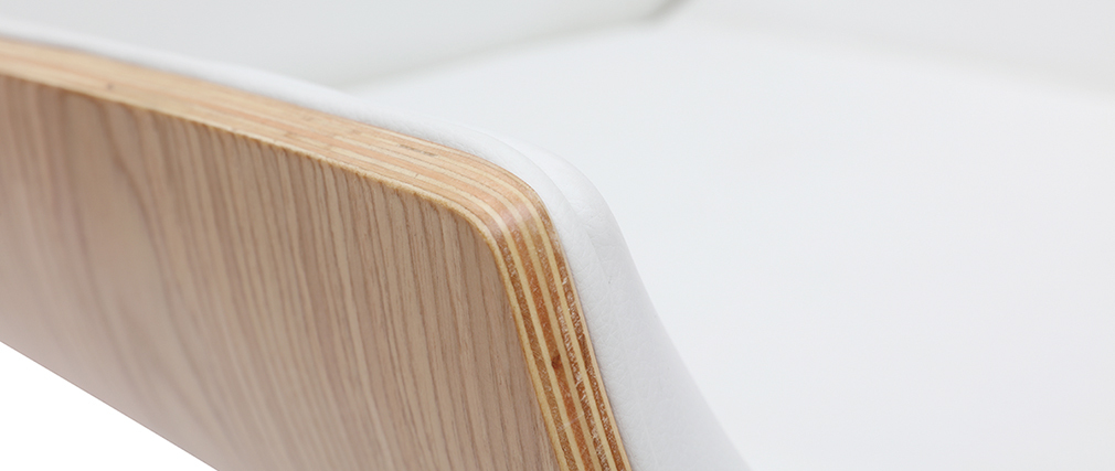 Silla de escritorio madera clara y blanca CURVED