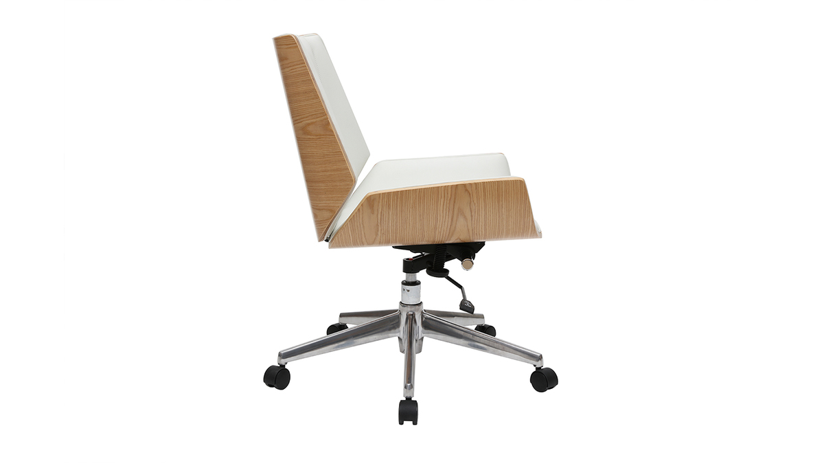 Silla de escritorio madera clara y blanca CURVED