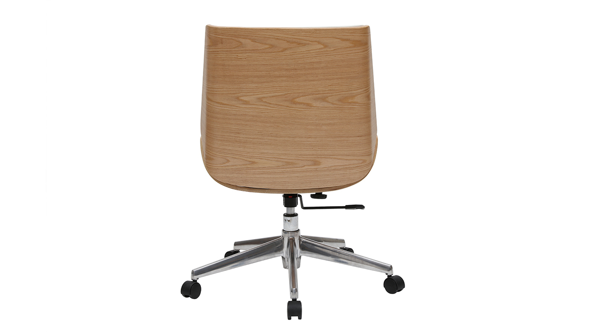 Silla de escritorio madera clara y blanca CURVED