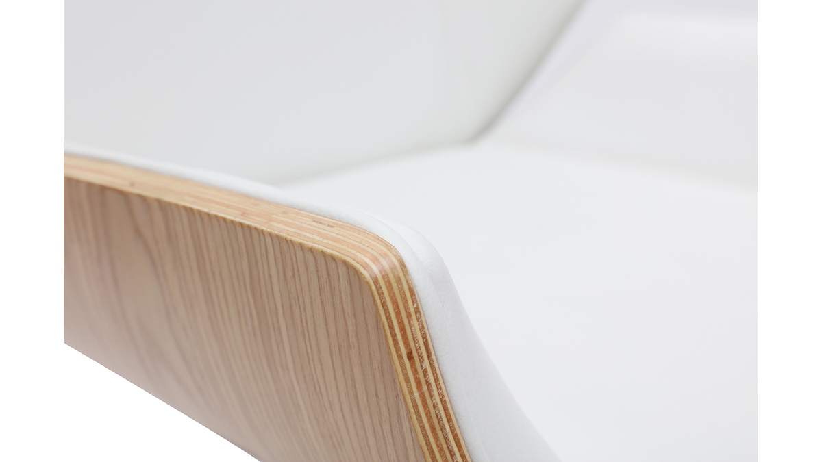 Silla de escritorio madera clara y blanca CURVED