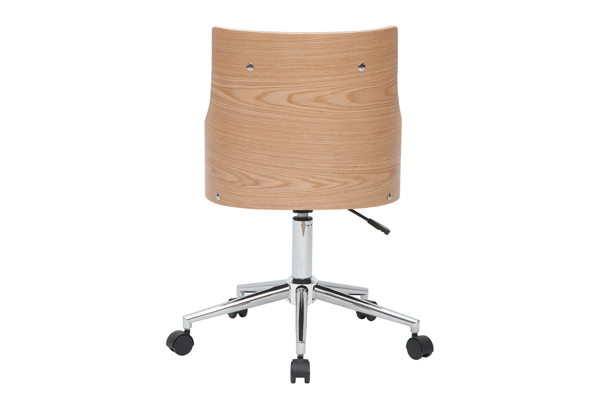 Silla de escritorio moderna blanca y madera clara con cojn integrado MAYOL