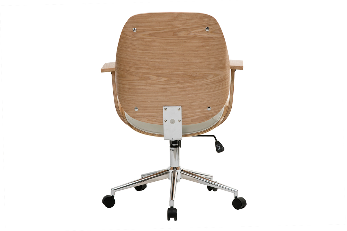 Silla de escritorio moderna blanca y madera clara YORKE