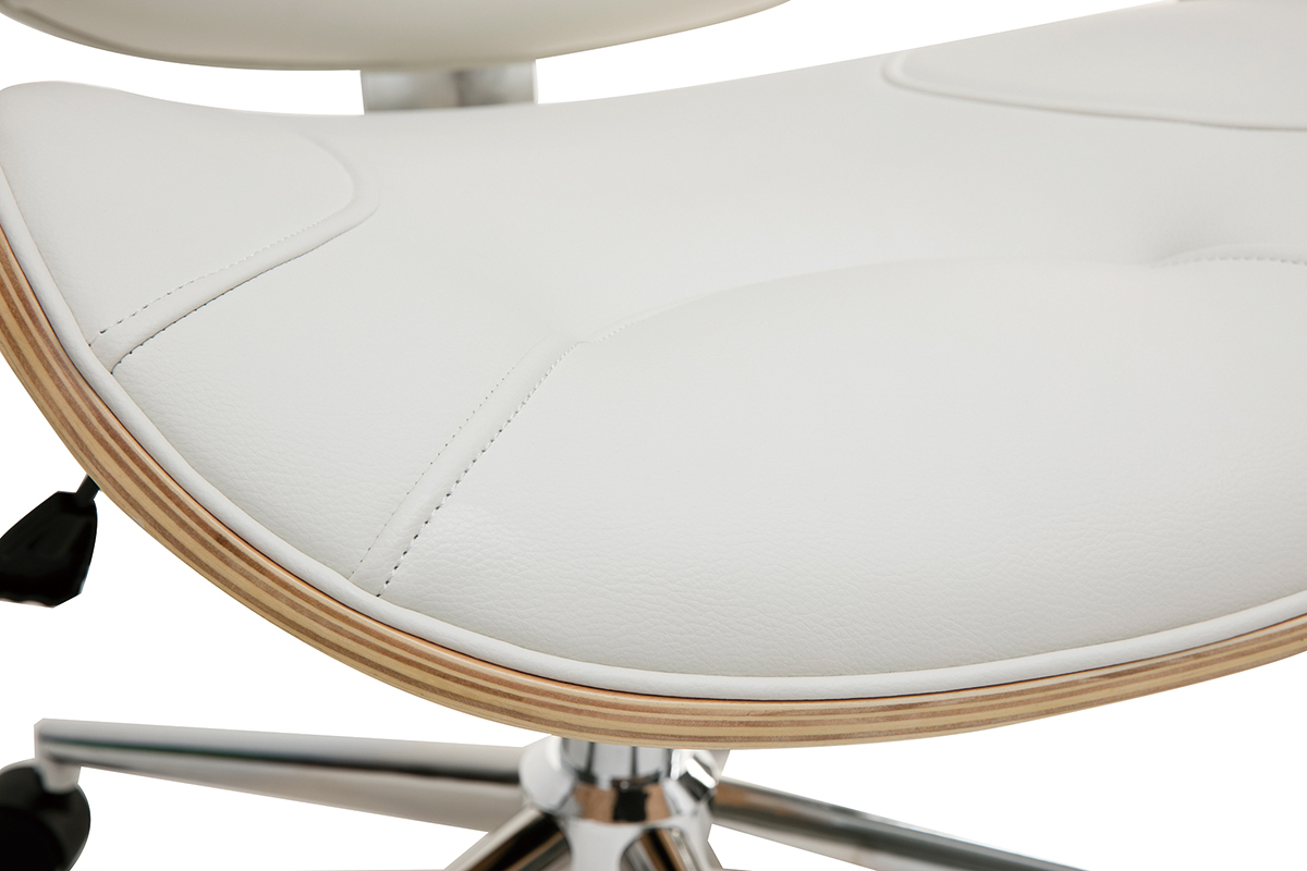 Silla de escritorio moderna blanca y madera clara YORKE